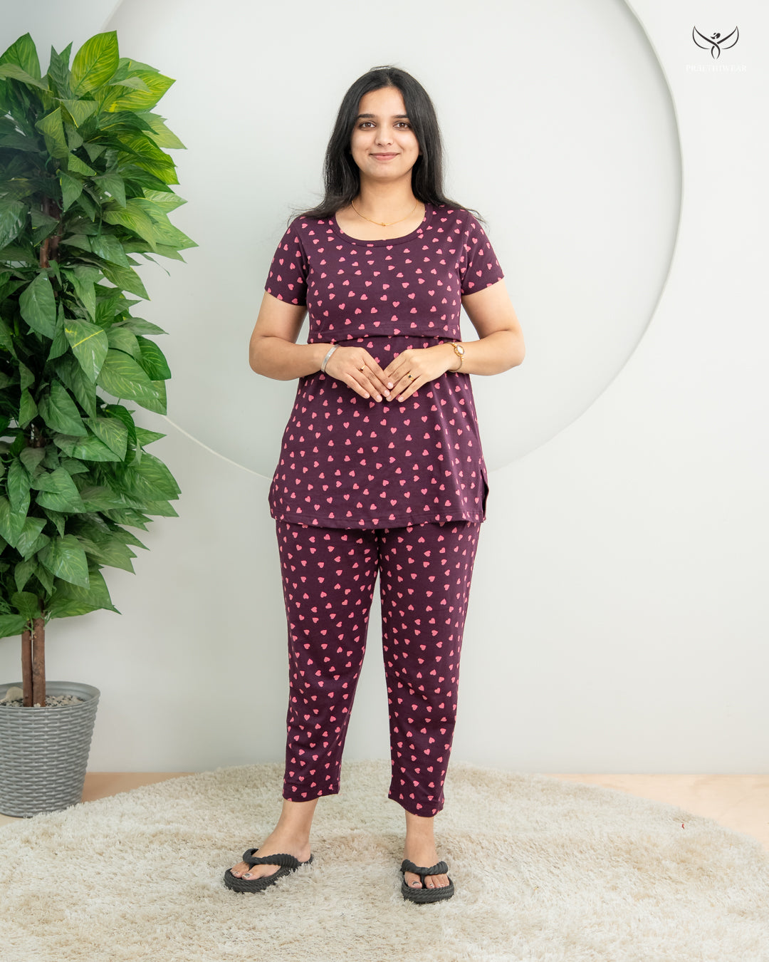 Sasmiha  SoftCotton Maternity Top Pant Set