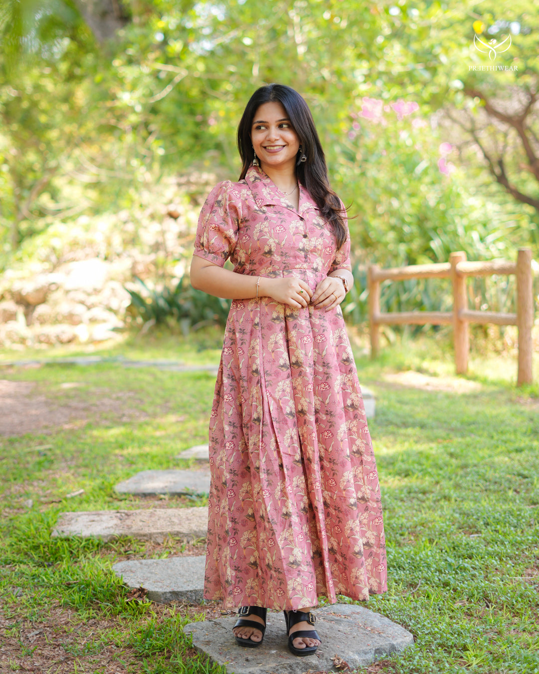 Jensi Maternity Dress with center Button