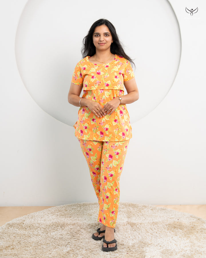 Tazniya Soft Cotton Maternity Top Pant Set