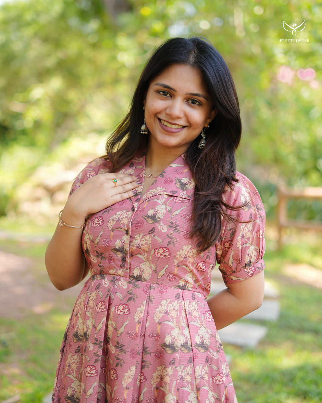 Jensi Maternity Dress with center Button