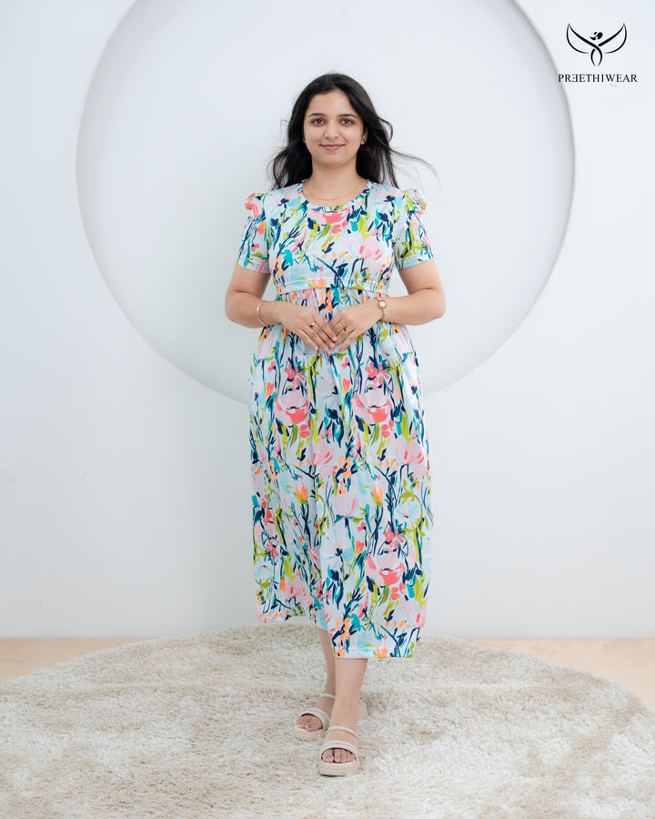 Vrinda Lightweight SoftCotton Calf Length Maternity Loungewear