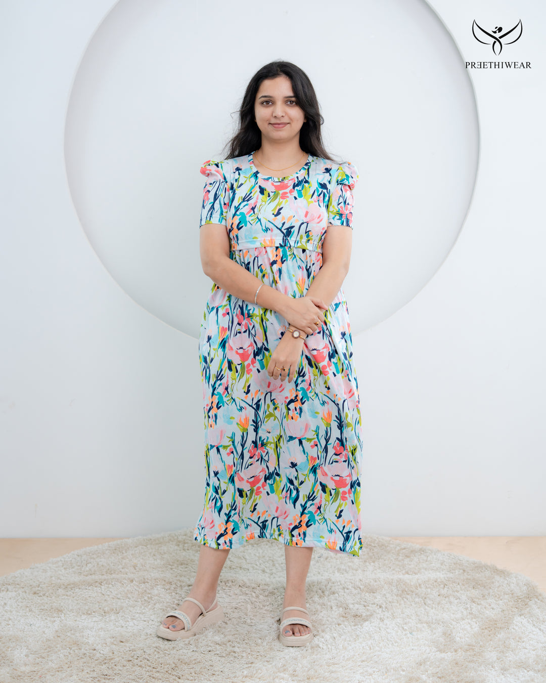Vrinda Lightweight SoftCotton Calf Length Maternity Loungewear