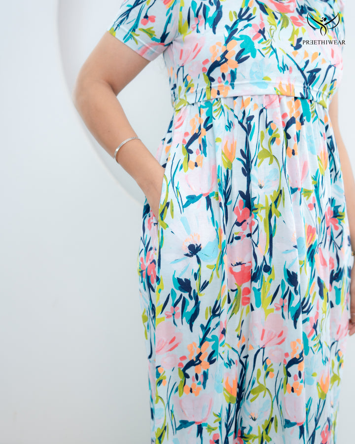 Vrinda Lightweight SoftCotton Calf Length Maternity Loungewear