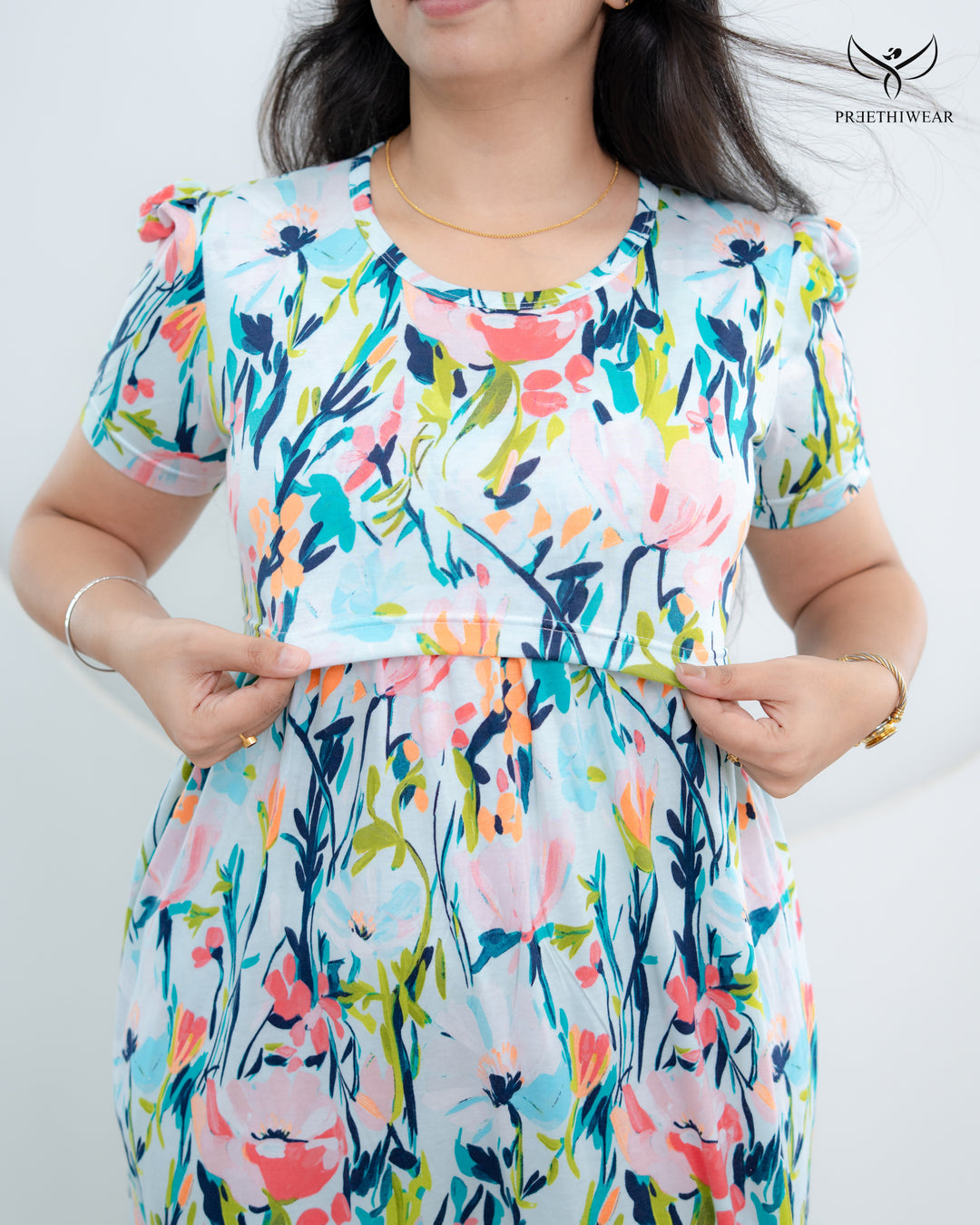 Vrinda Lightweight SoftCotton Calf Length Maternity Loungewear