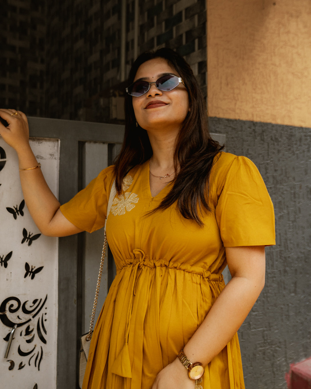 Charvi Maternity Dress with center Zip