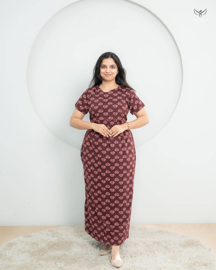 Dhuva1  Soft Cotton Full Length Maternity Loungewear