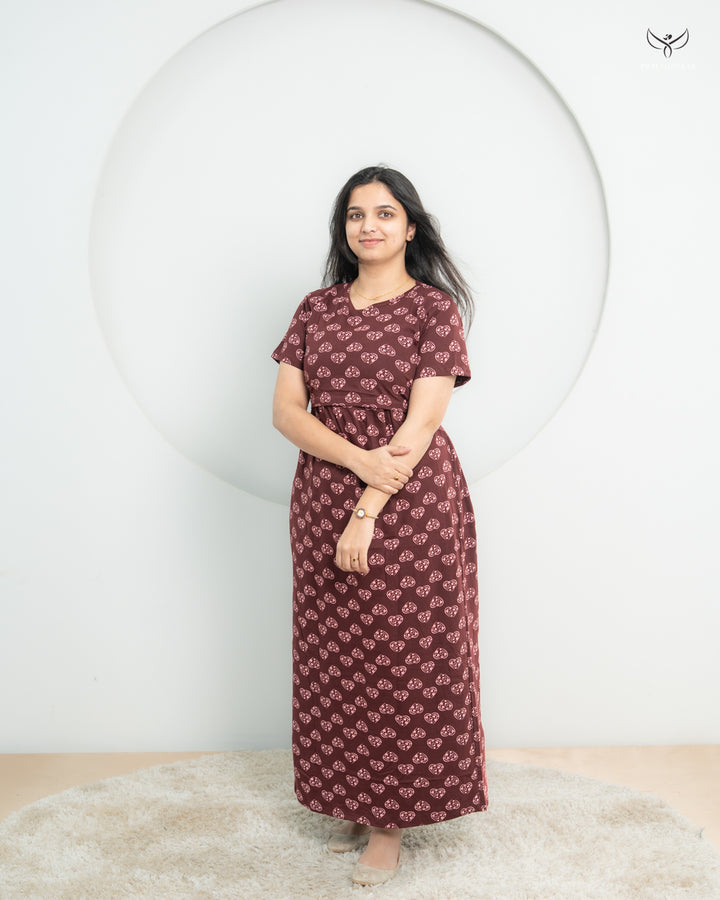 Dhuva1  Soft Cotton Full Length Maternity Loungewear