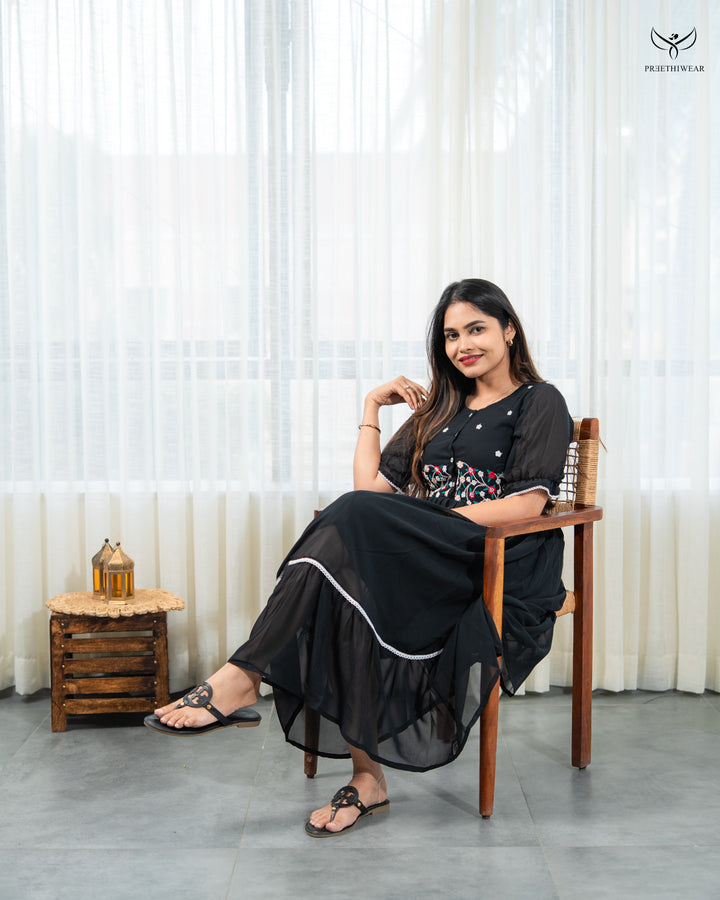 Athira3 Maternity Dress  with center Button