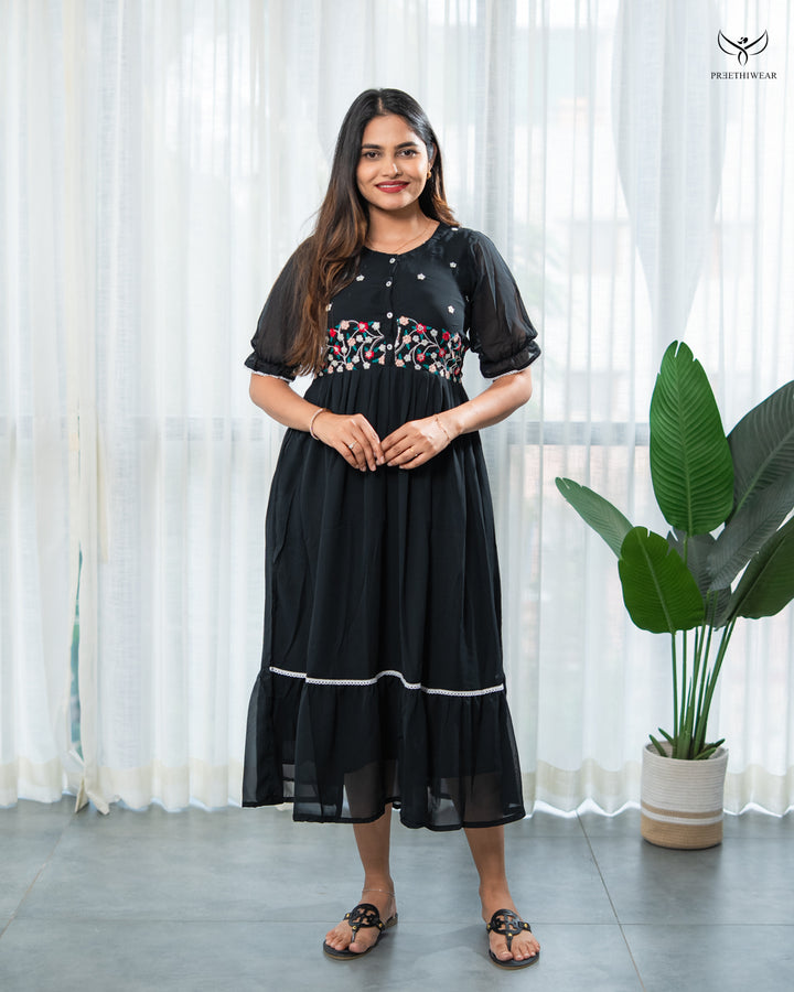 Athira3 Maternity Dress  with center Button