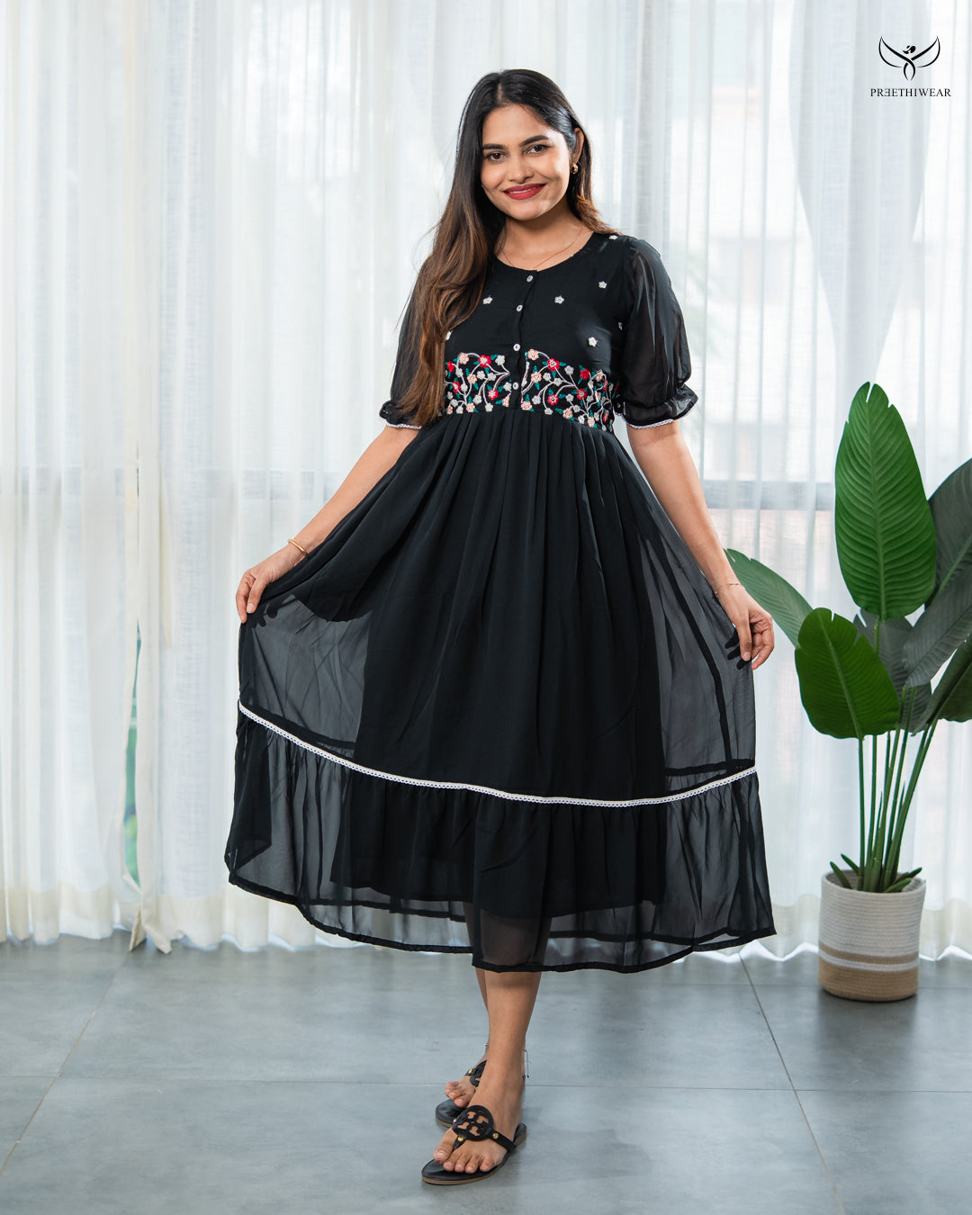 Athira3 Maternity Dress  with center Button