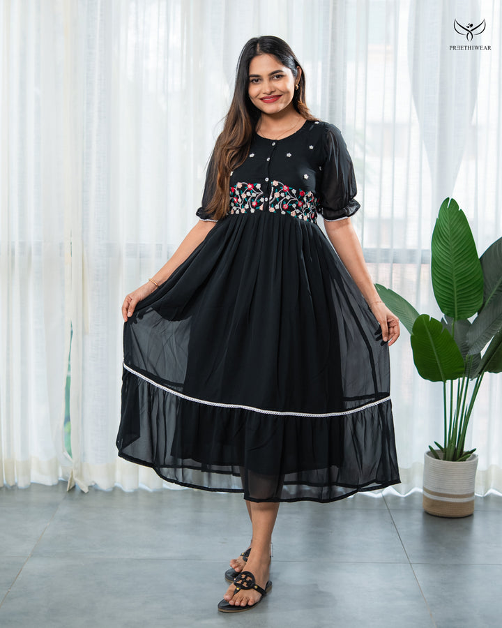 Athira3 Maternity Dress  with center Button