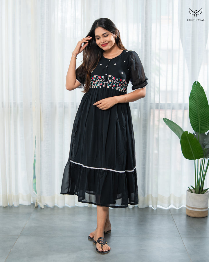 Athira3 Maternity Dress  with center Button