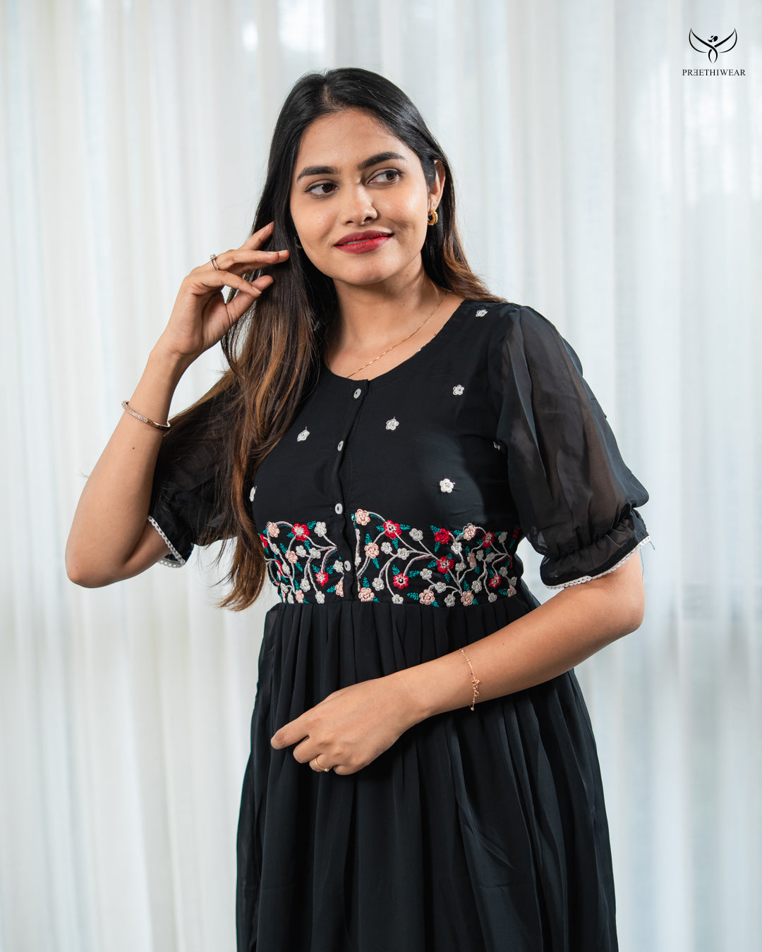 Athira3 Maternity Dress  with center Button