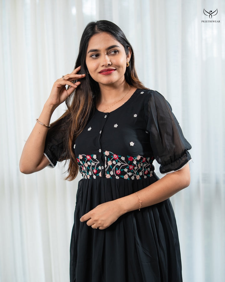 Athira3 Maternity Dress  with center Button