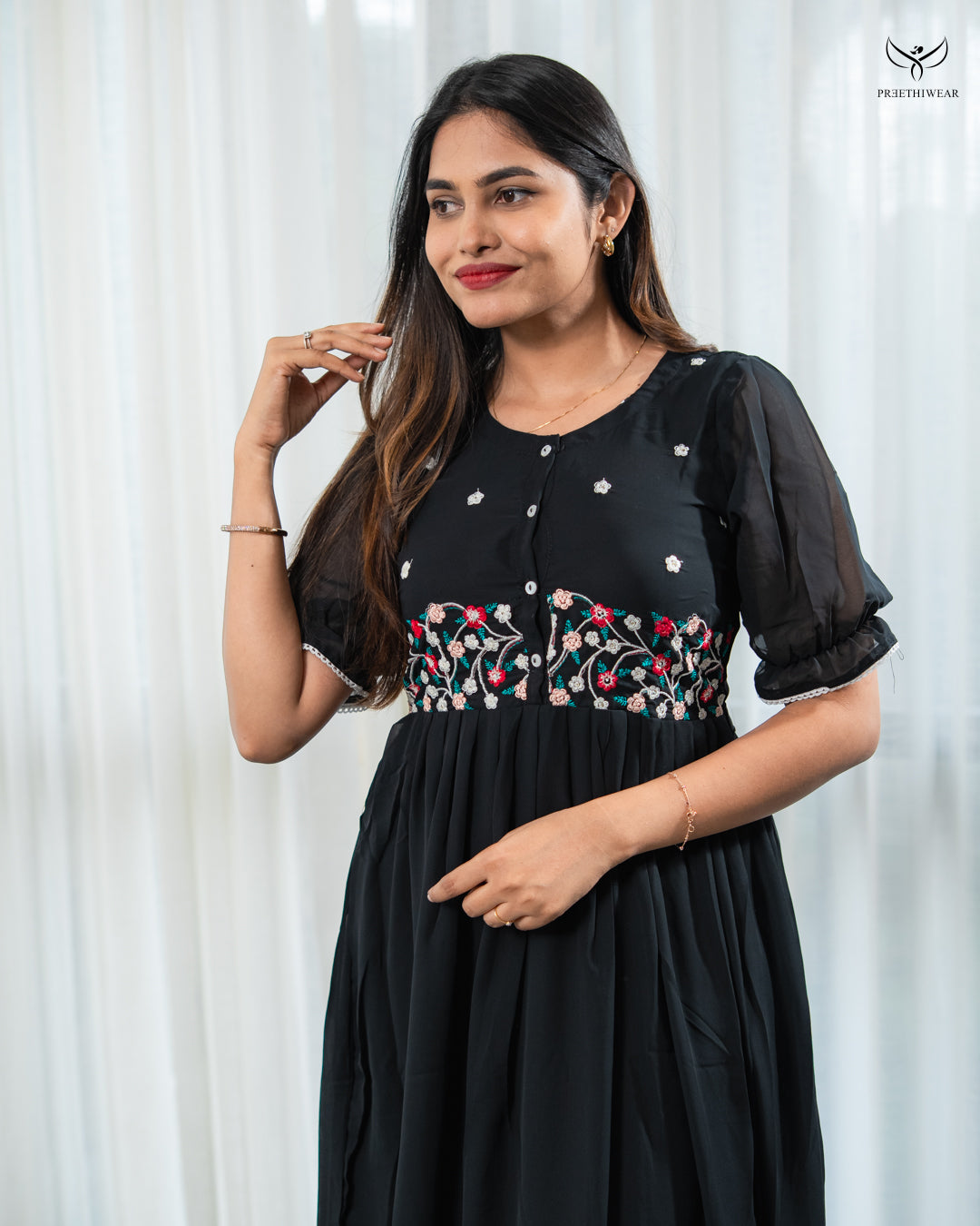 Athira3 Maternity Dress  with center Button