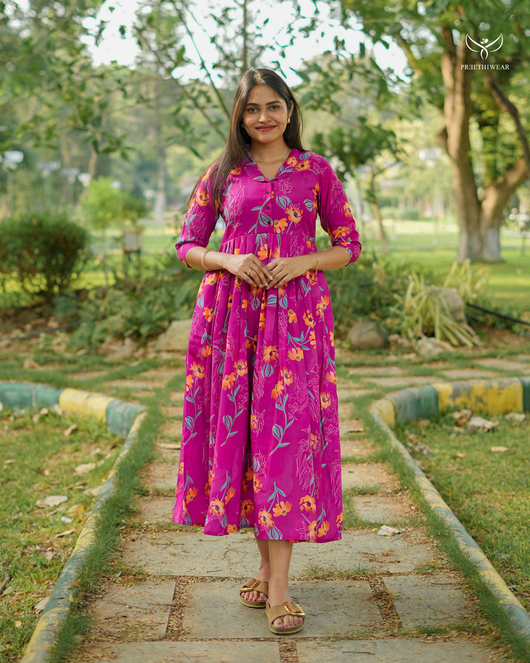 Niffan Maternity Dress with center Button