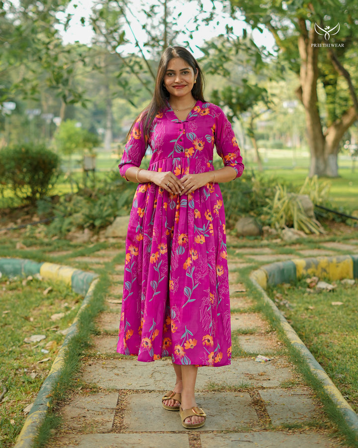 Niffan Maternity Dress with center Button