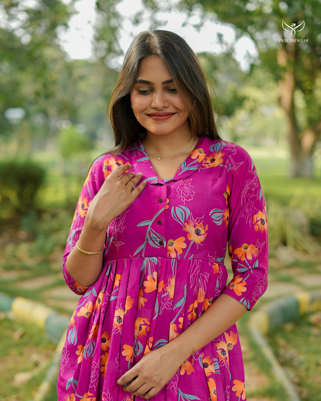 Niffan Maternity Dress with center Button