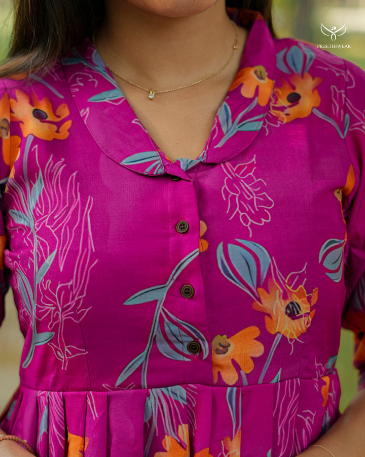 Niffan Maternity Dress with center Button