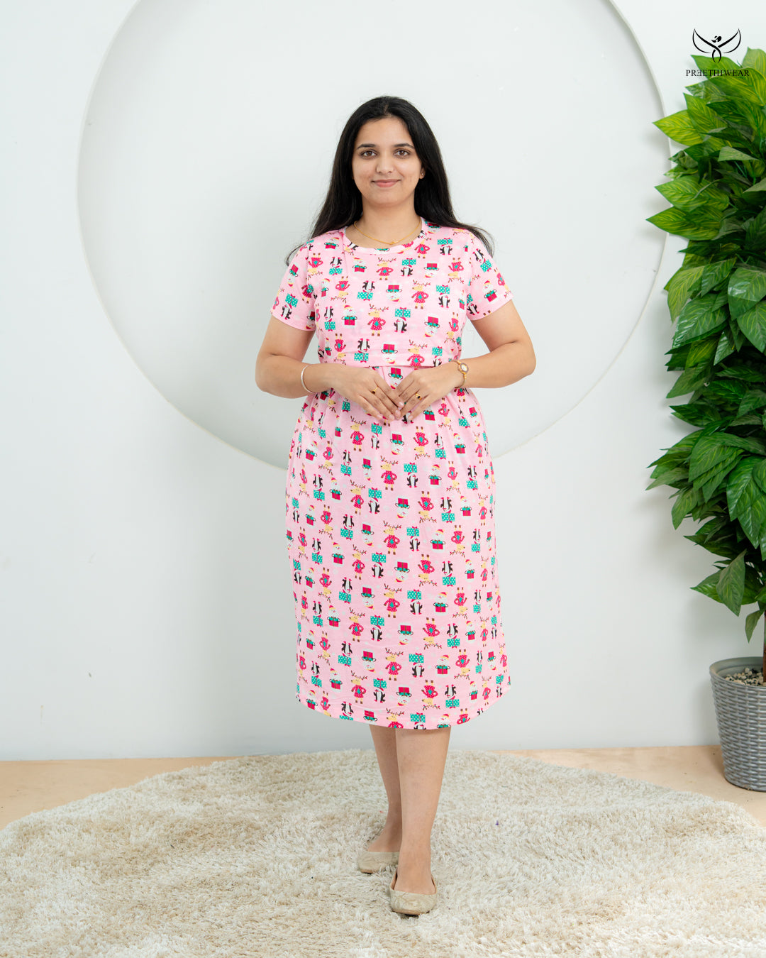 Chaithra  SoftCotton Calf Length Maternity Loungewear