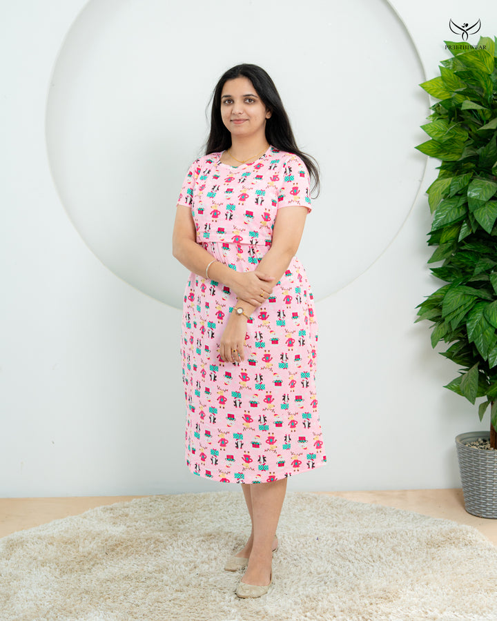 Chaithra  SoftCotton Calf Length Maternity Loungewear