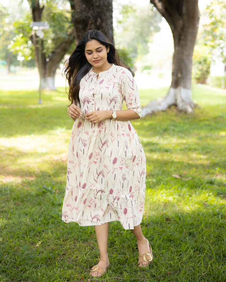 Satya1 Maternity Dress with center Button