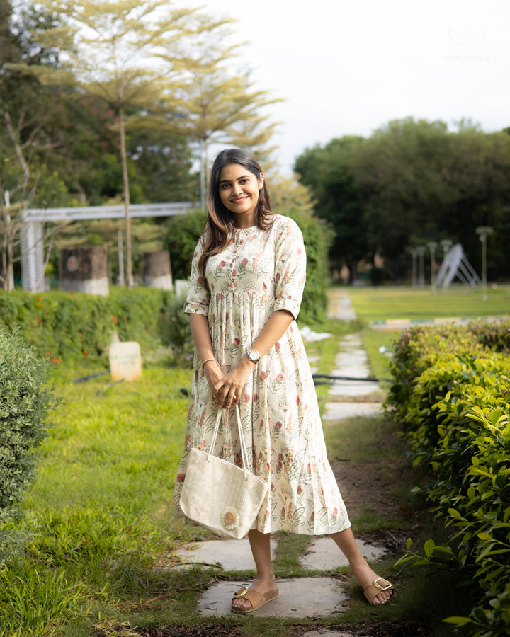 Indira Maternity Dress with center Button