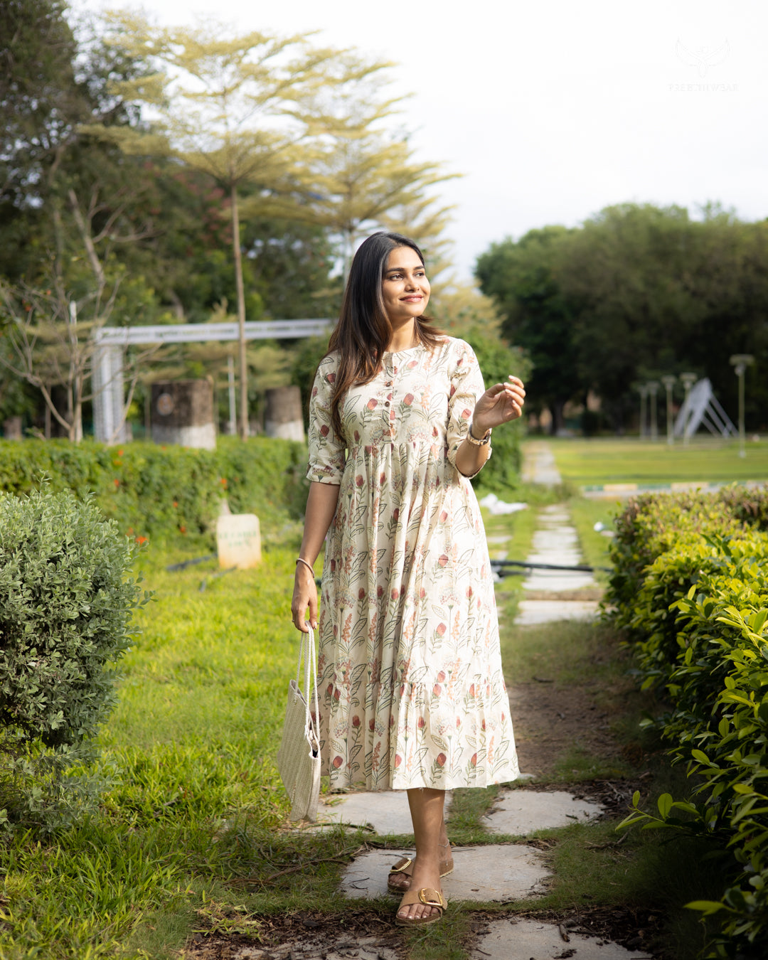 Indira Maternity Dress with center Button