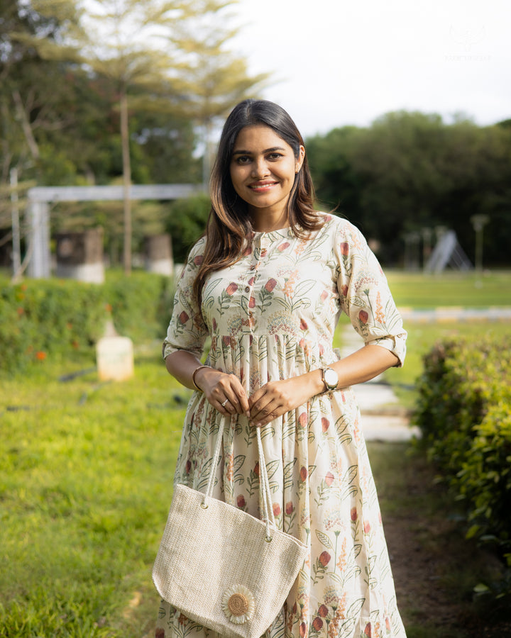 Indira Maternity Dress with center Button