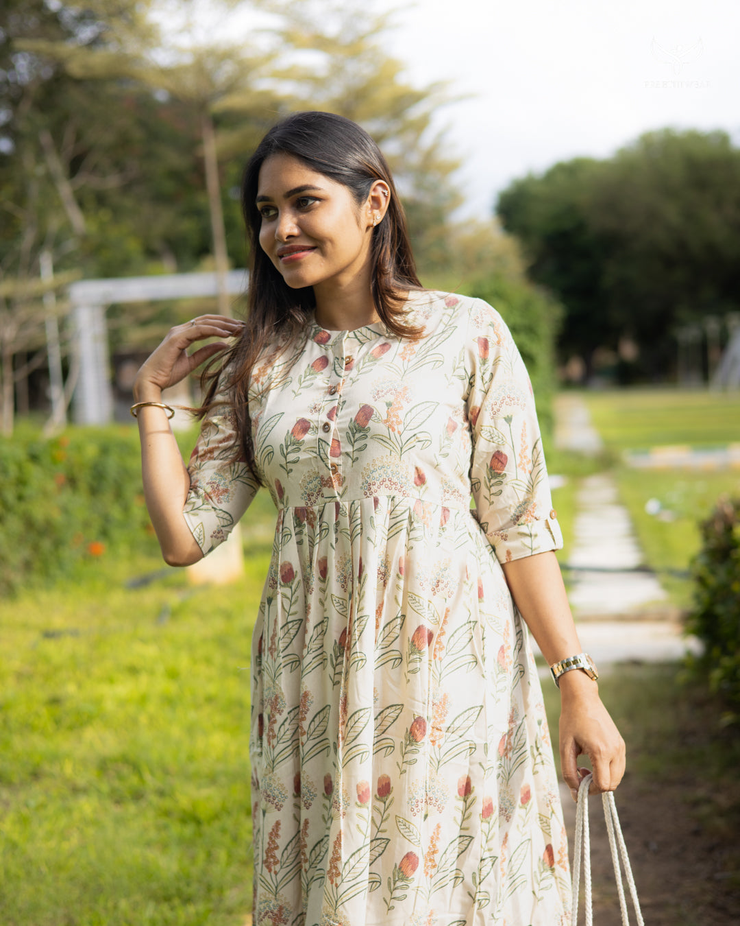Indira Maternity Dress with center Button