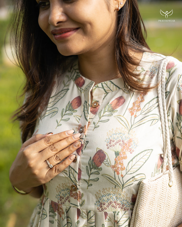 Indira Maternity Dress with center Button