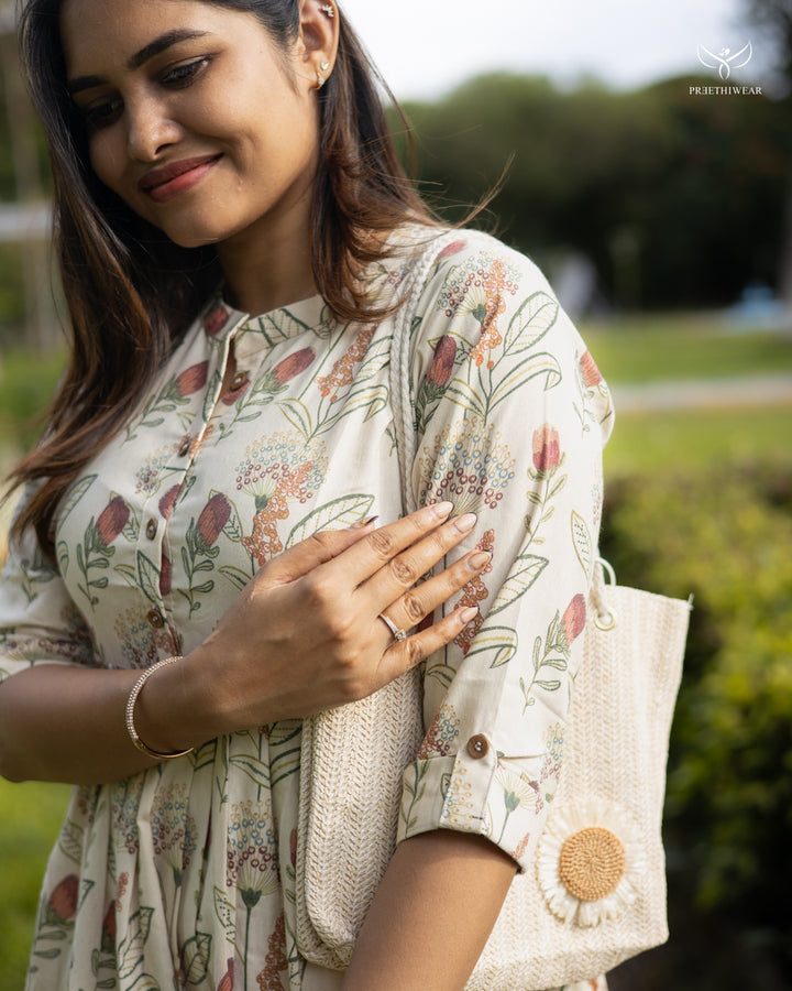 Indira Maternity Dress with center Button