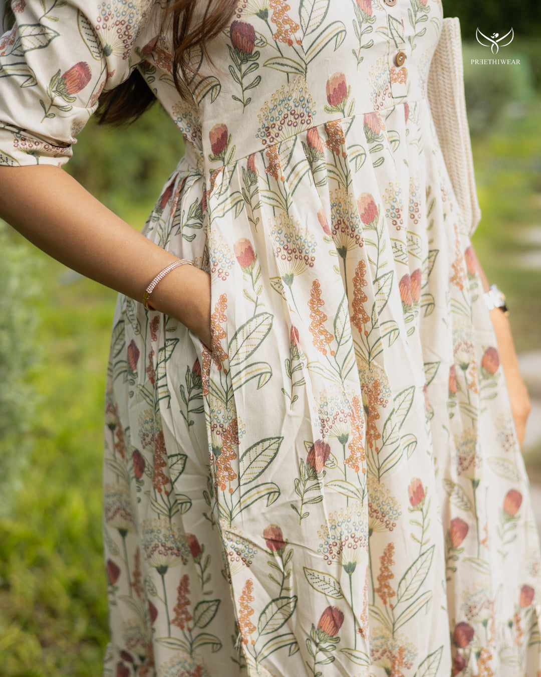 Indira Maternity Dress with center Button