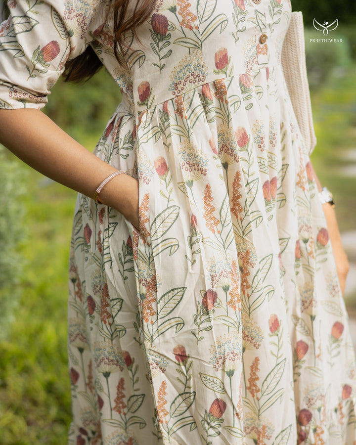 Indira Maternity Dress with center Button