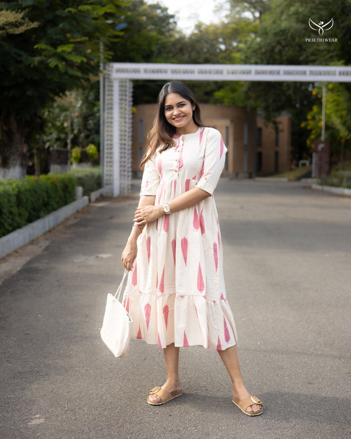 Monika1 Maternity Dress with center Button