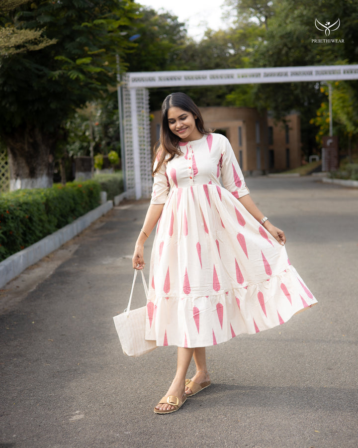 Monika1 Maternity Dress with center Button