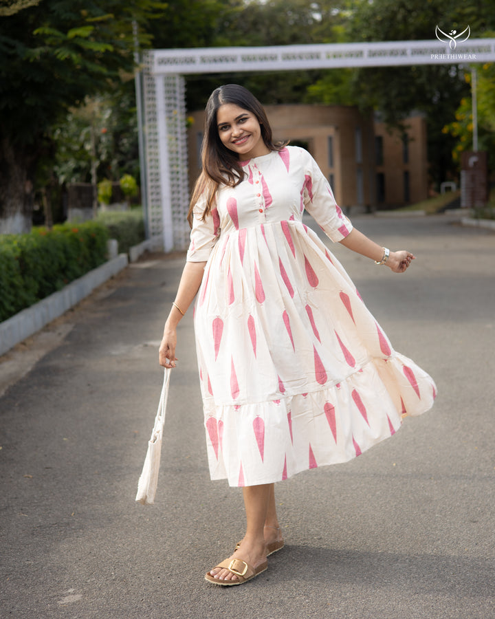 Monika1 Maternity Dress with center Button