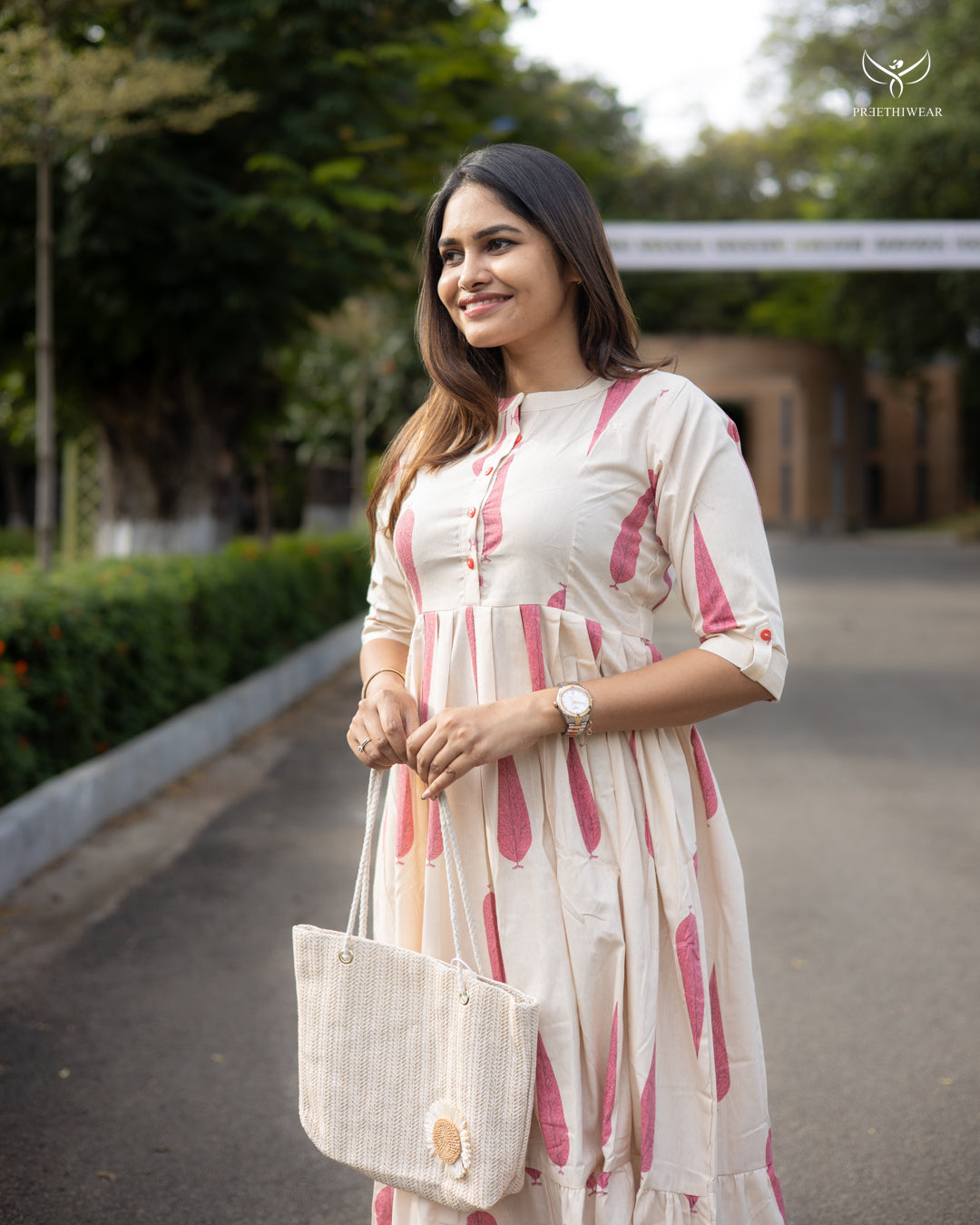 Monika1 Maternity Dress with center Button