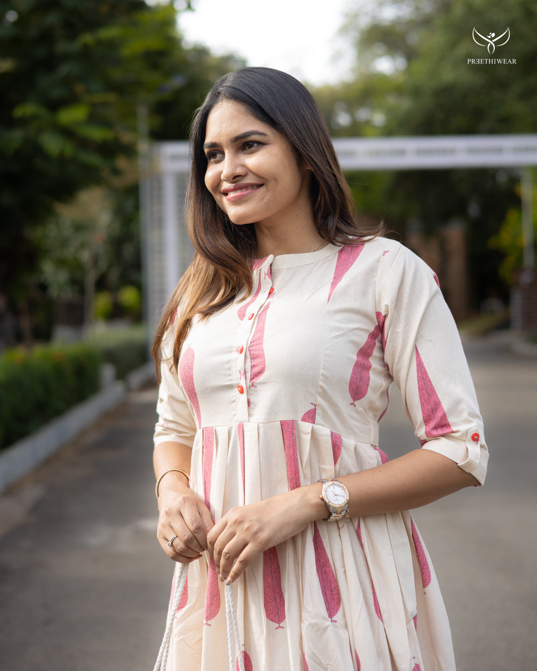 Monika1 Maternity Dress with center Button