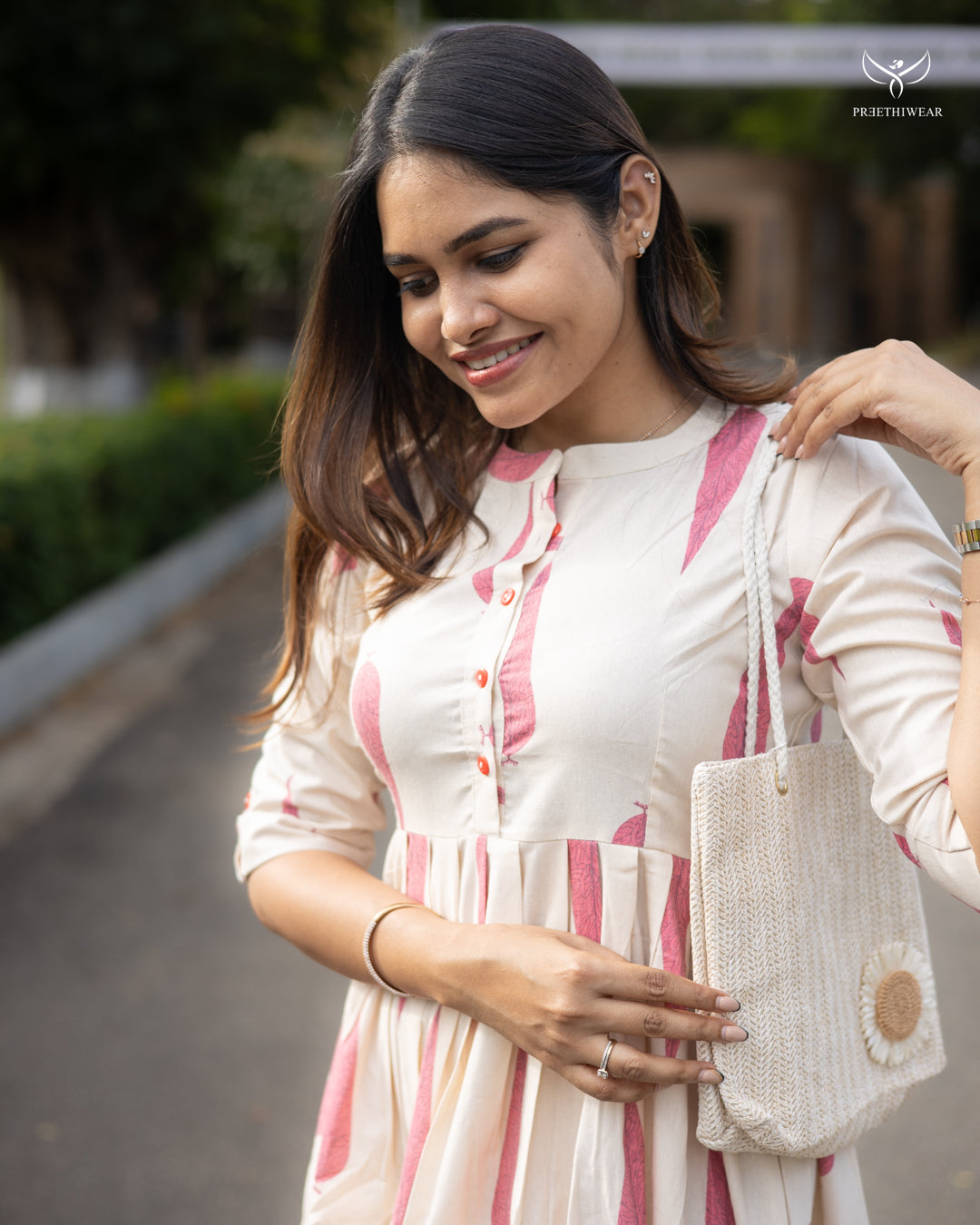 Monika1 Maternity Dress with center Button