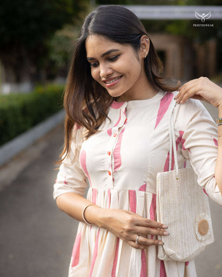 Monika1 Maternity Dress with center Button