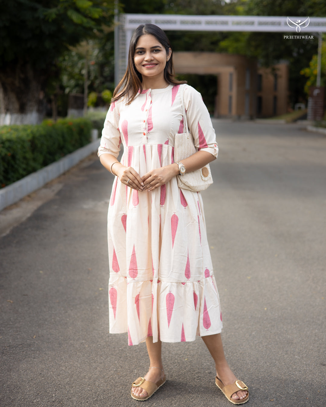 Monika1 Maternity Dress with center Button