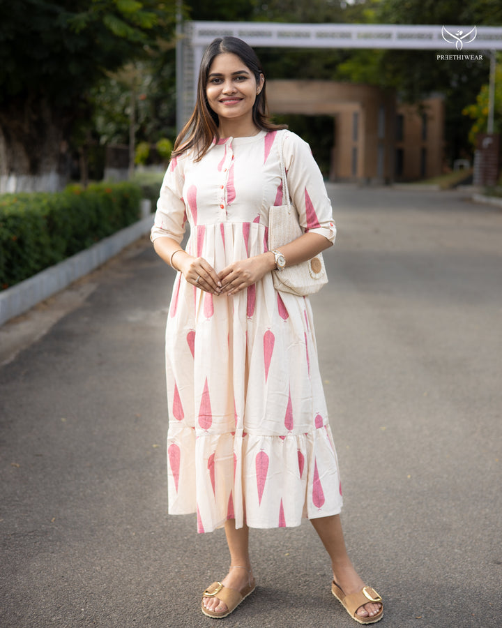 Monika1 Maternity Dress with center Button
