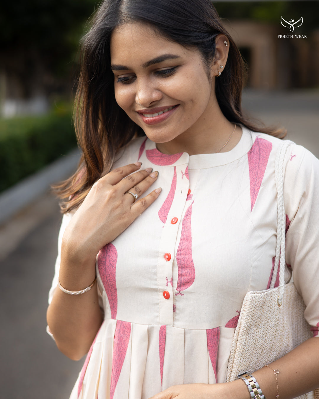 Monika1 Maternity Dress with center Button