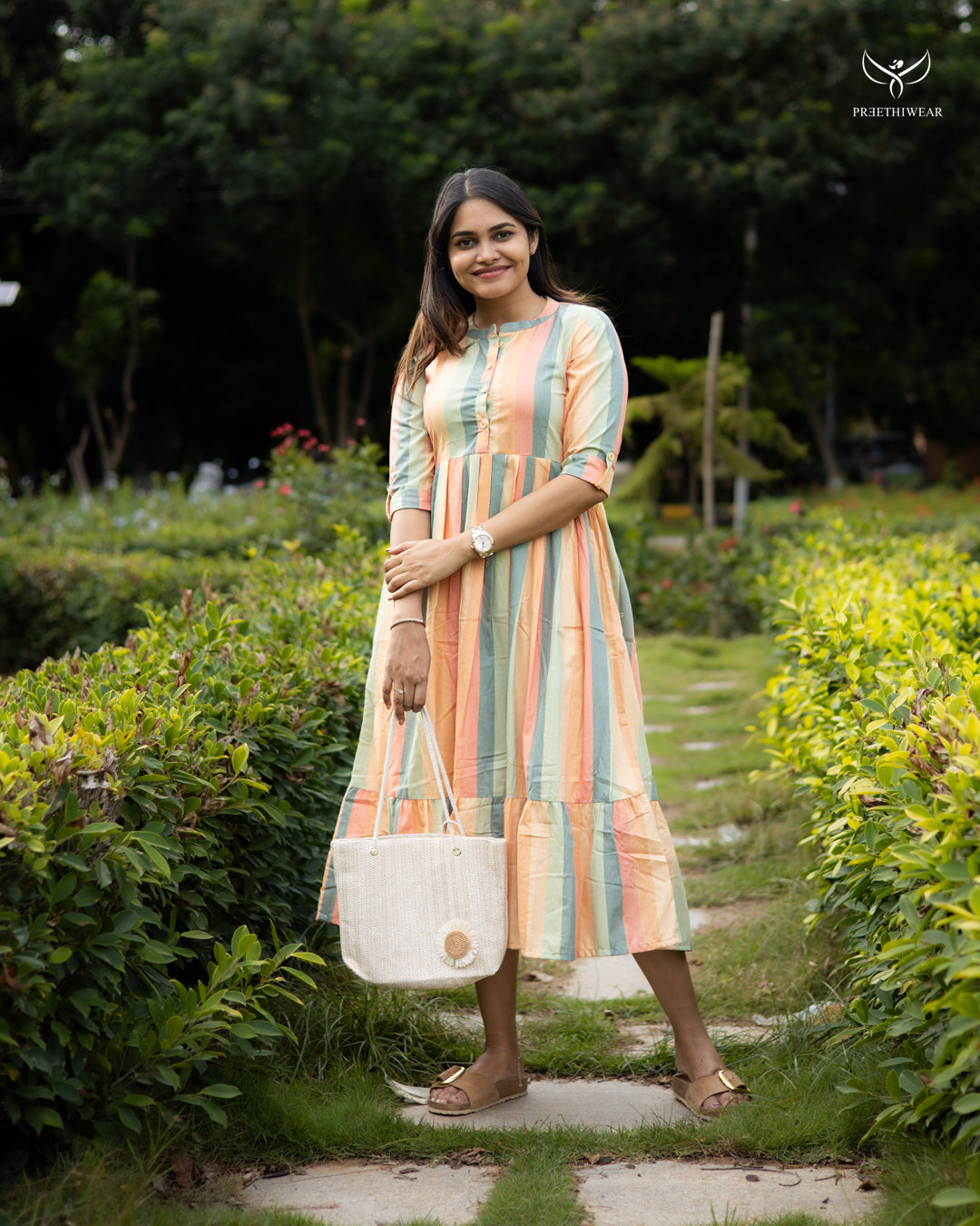 Viju Maternity Dress with center Button