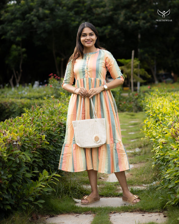 Viju Maternity Dress with center Button