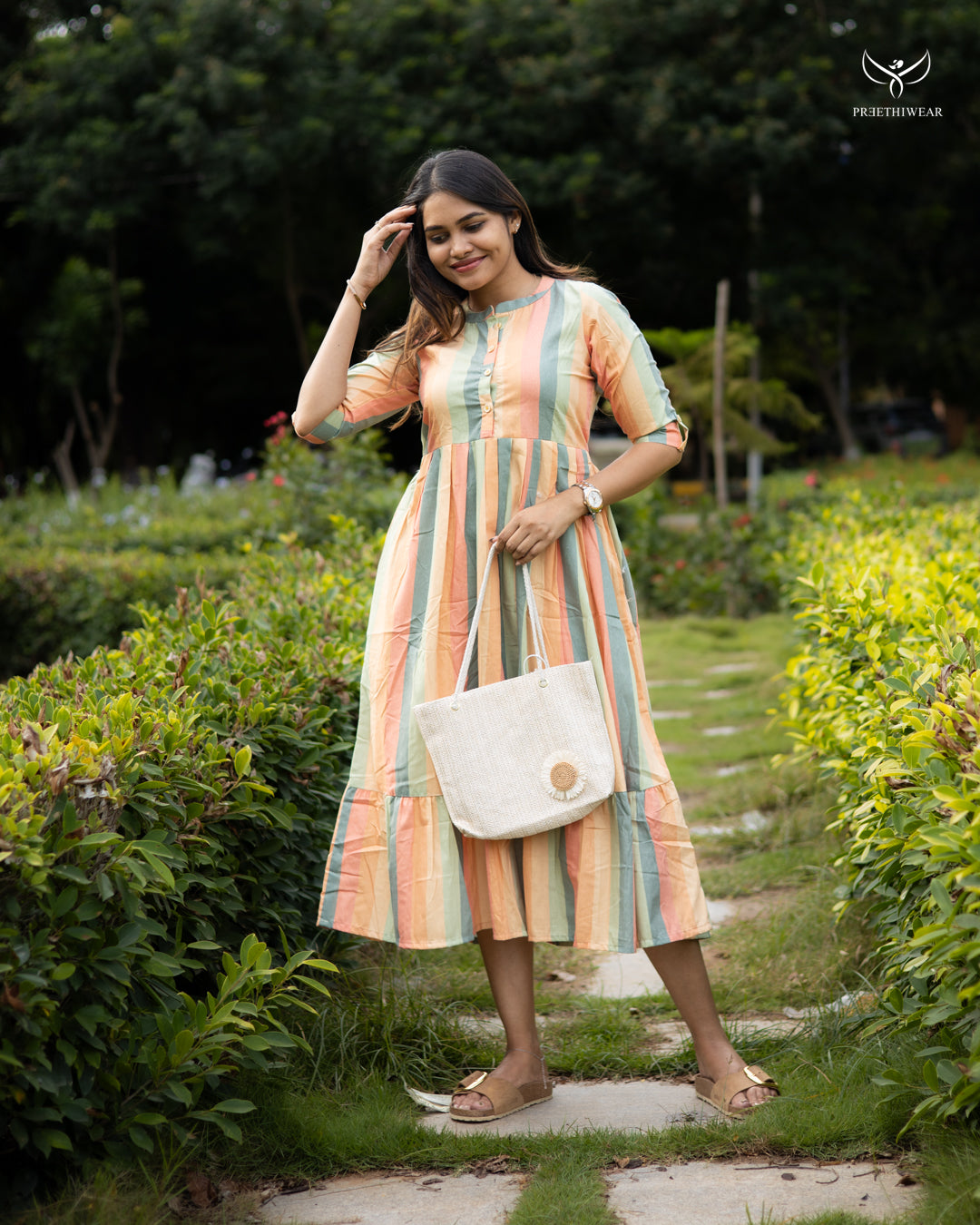 Viju Maternity Dress with center Button