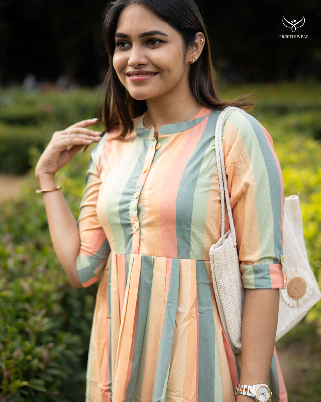 Viju Maternity Dress with center Button