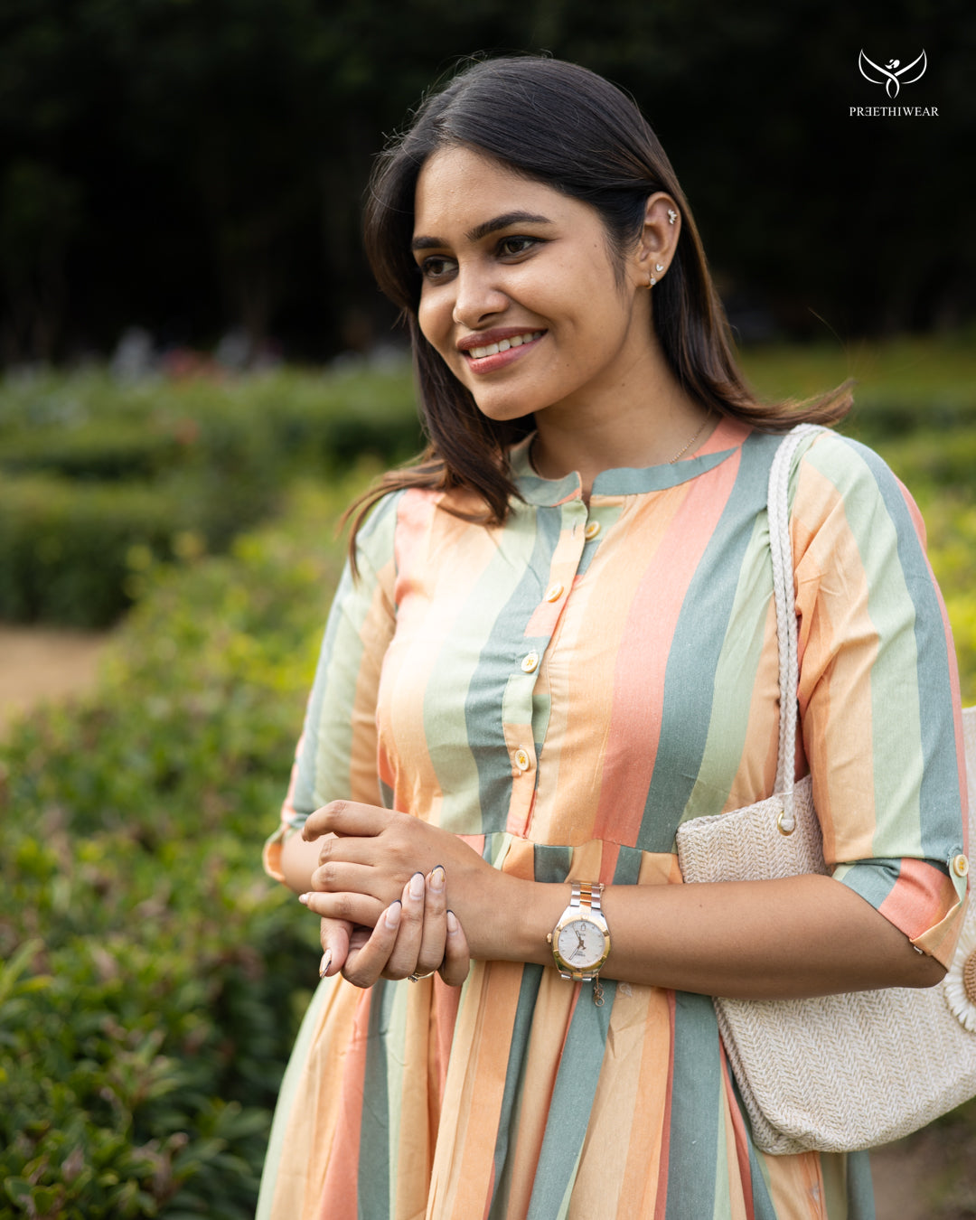 Viju Maternity Dress with center Button