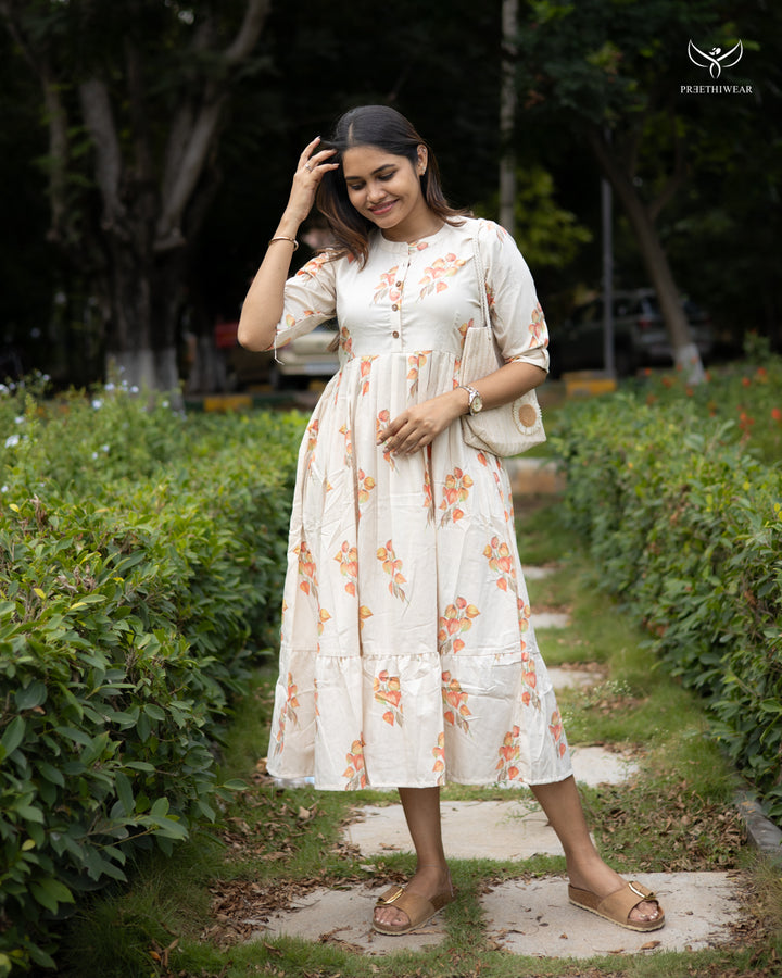 Deepi Maternity Dress with center Button